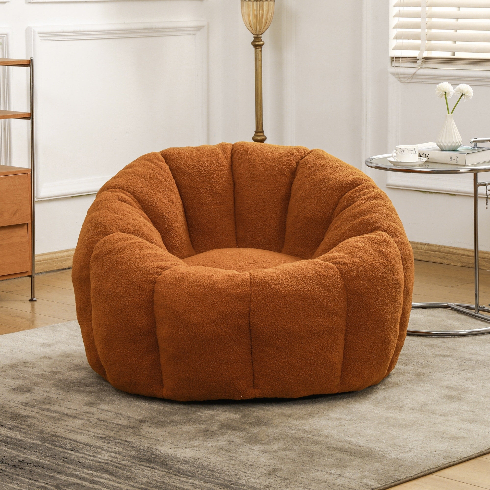 Comfortable Bean Bag Chair Orange Sofa Chair With Armrests Leisure Chair Lounge Chair Upholstered Chair