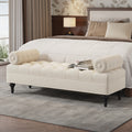 Comfy Upholstered Footstool Ottoman For Bedroom Living Room Entryway