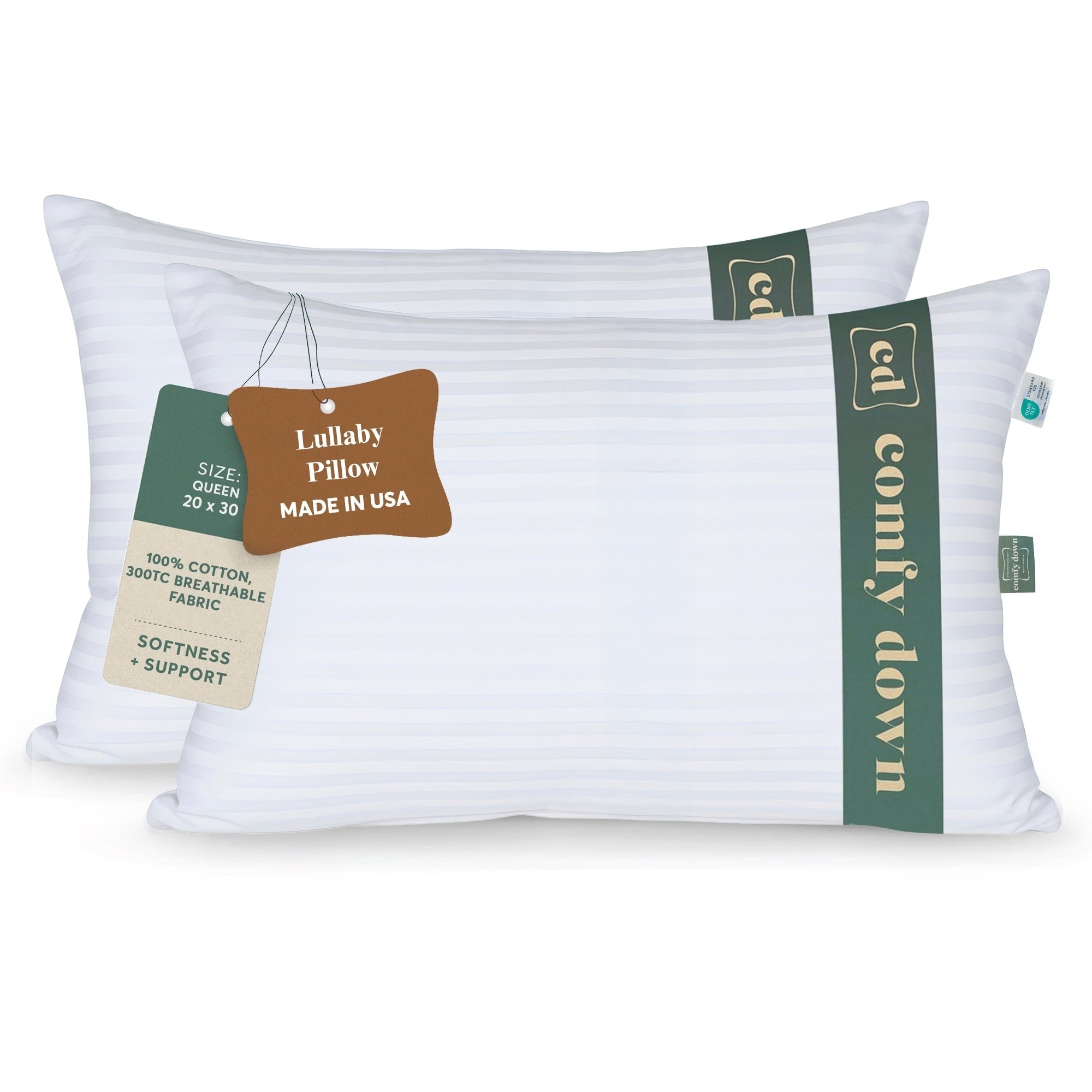 Comfydown Down Alternative Pillow For Sleeping Soft Classic Comfort 100 Cotton Cover Breathable Plush Fill Shape Retaining