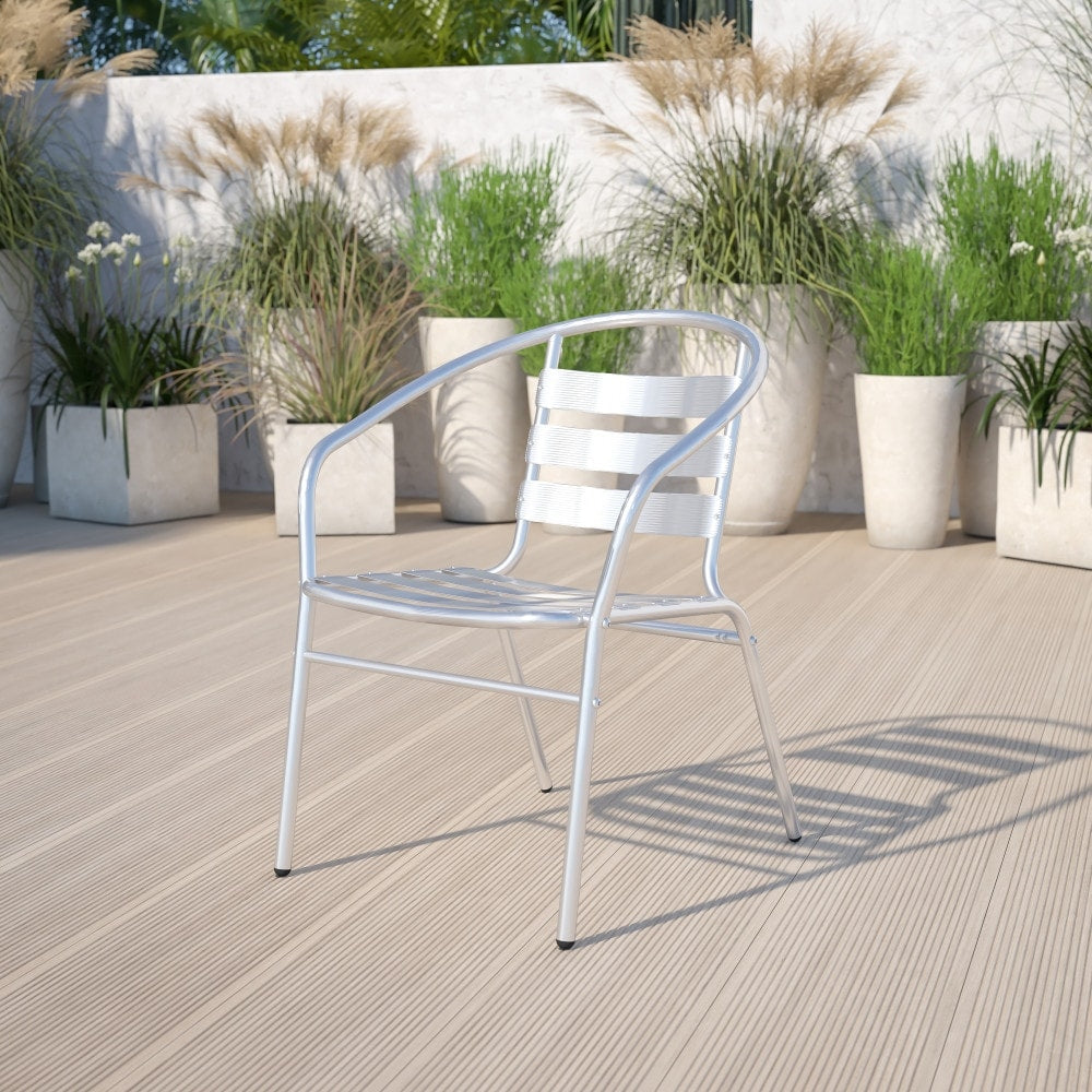 Aluminum Commercial Indoor Outdoor Restaurant Stack Chair With Triple Slat Back