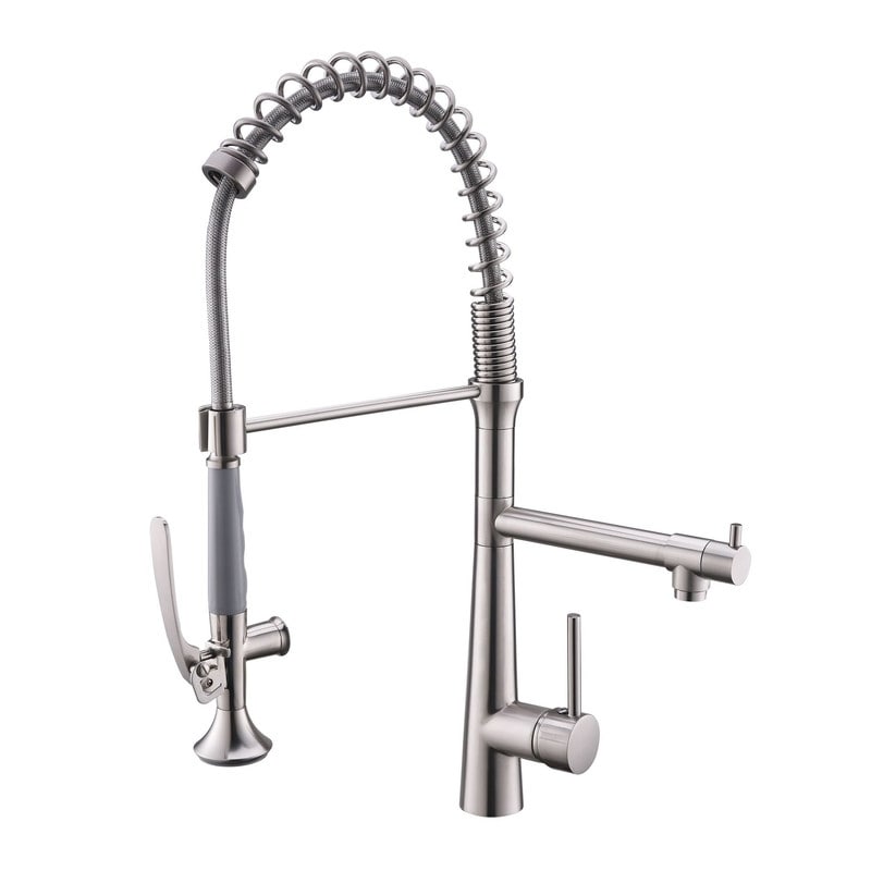 Commercial Pull Down Kitchen Sink Faucet With Sprayer Brushed Nickel