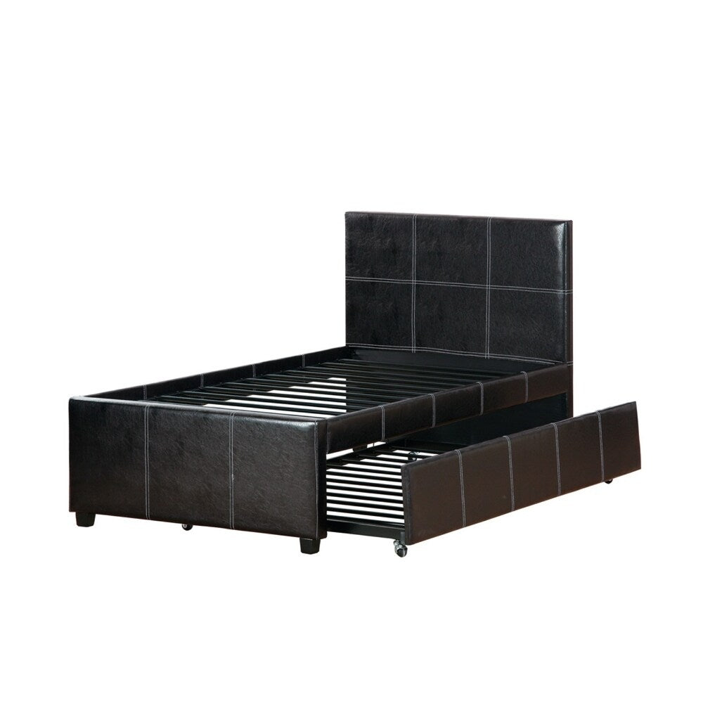 Commodius Full Bed Witht Rundle Espresso Faux Leather Brown