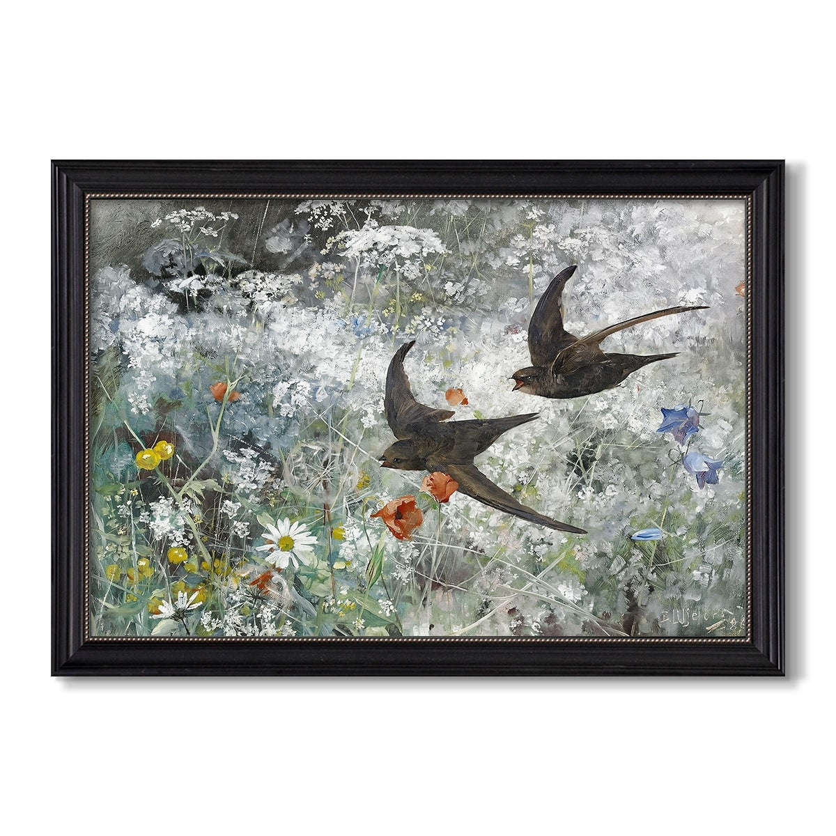 Common Swifts 1886 Bruno Liljefors Custom Framed Canvas