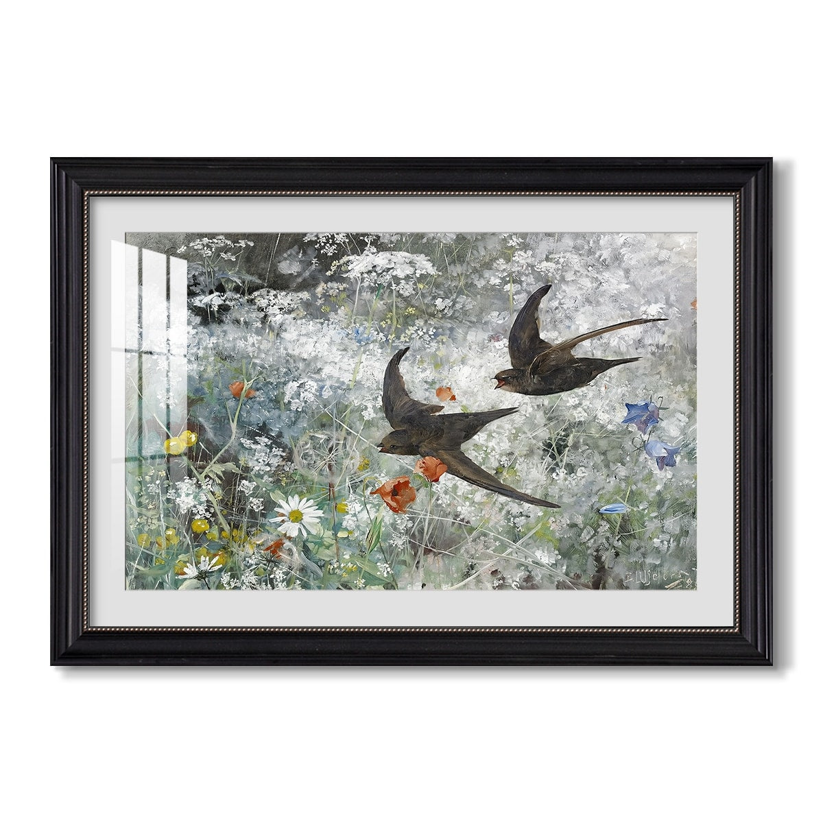 Common Swifts 1886 Bruno Liljefors Custom Framed Print