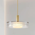 Como 18 Inch 1 Light Champagne Gold Convertible Pendant With Clear Ribbed And Opal Glass Shade