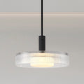 Como 18 Inch 1 Light Matte Black Convertible Pendant With Clear Ribbed And Opal Glass Shade
