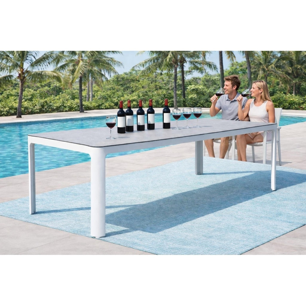 Como Orenelli White 1 Piece Aluminum Outdoor Dining Table With Ceramic Top