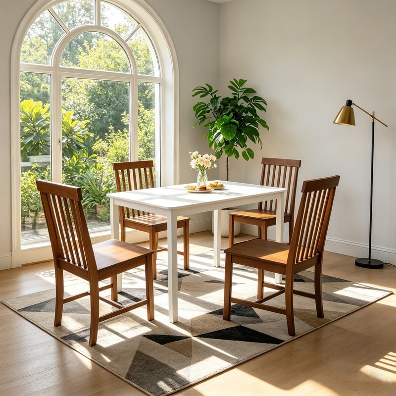 Compact 5 Piece Wood Dining Set Multi Color Options 43 L Table With Four Chairs
