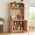 Compact Kitchen Pantry 69H Buffet With Hutch And Foldable Workstation
