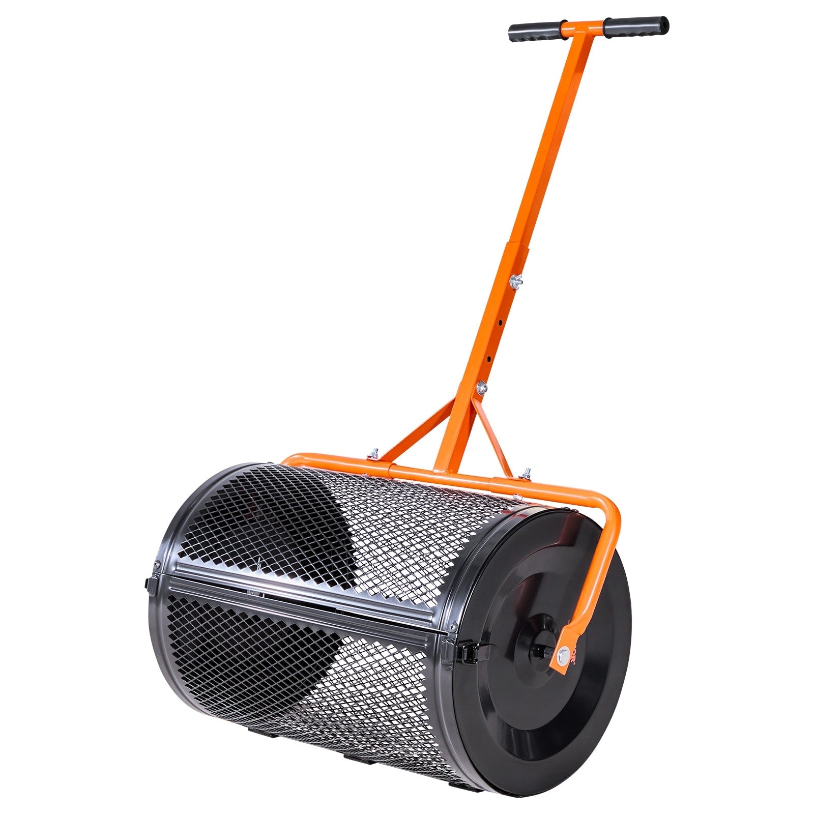 Compost Spreader 24 In Peat Moss Spreader With T Shaped Handle 3 Heights Adjustable Powder Coated Steel Peat Moss Rolle