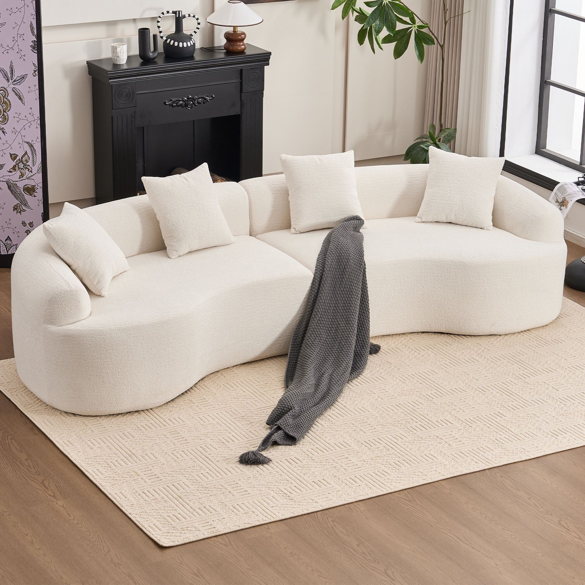 Compression Modular 110 Inch Sectional Curved Boneless Sofa