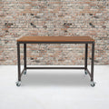 Lancaster Home Livingston Collection Wood Grain Finish With Metal Wheels Computer Table And Desk