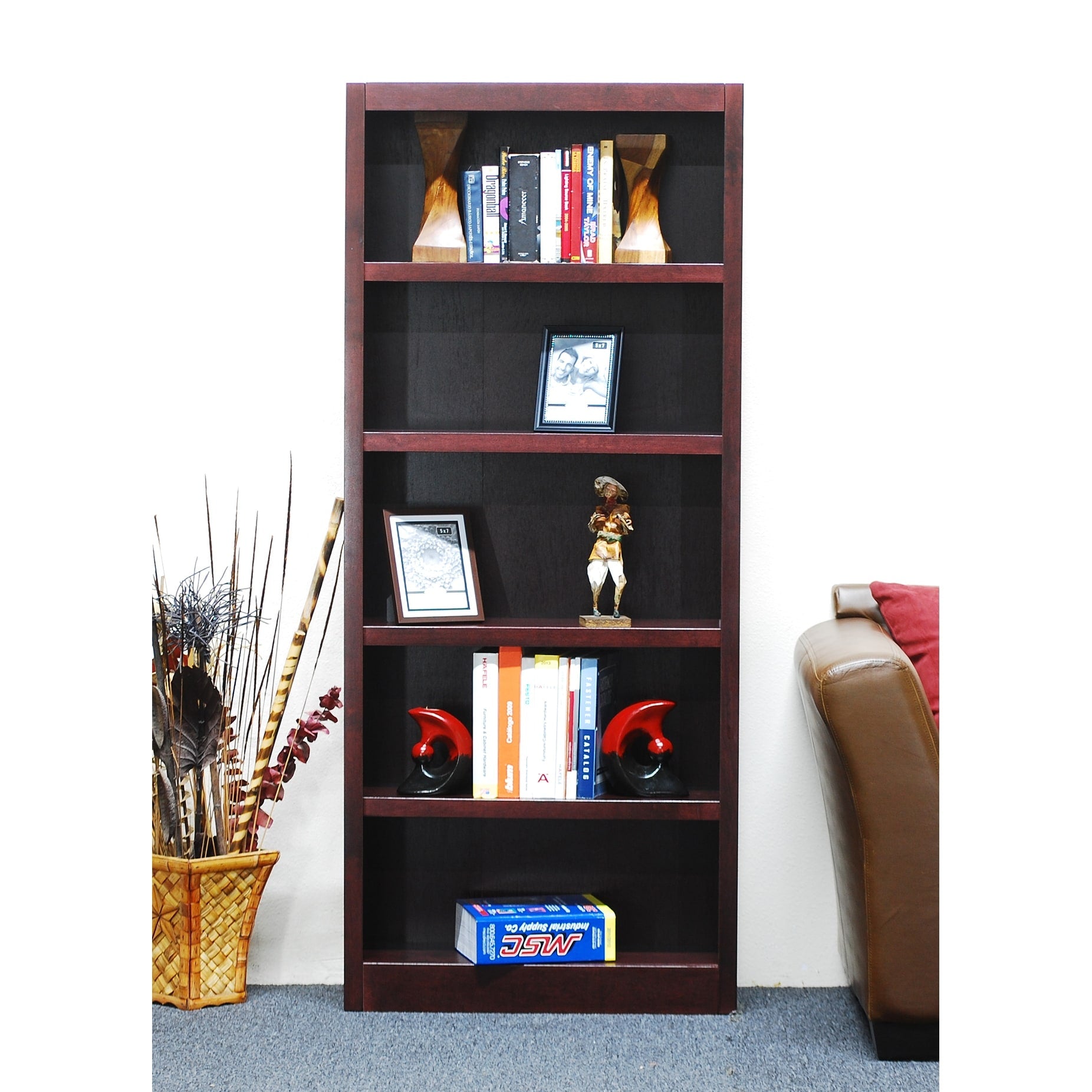 Concepts In Wood Mi3072 Single Wide Bookcase 5 Shelves
