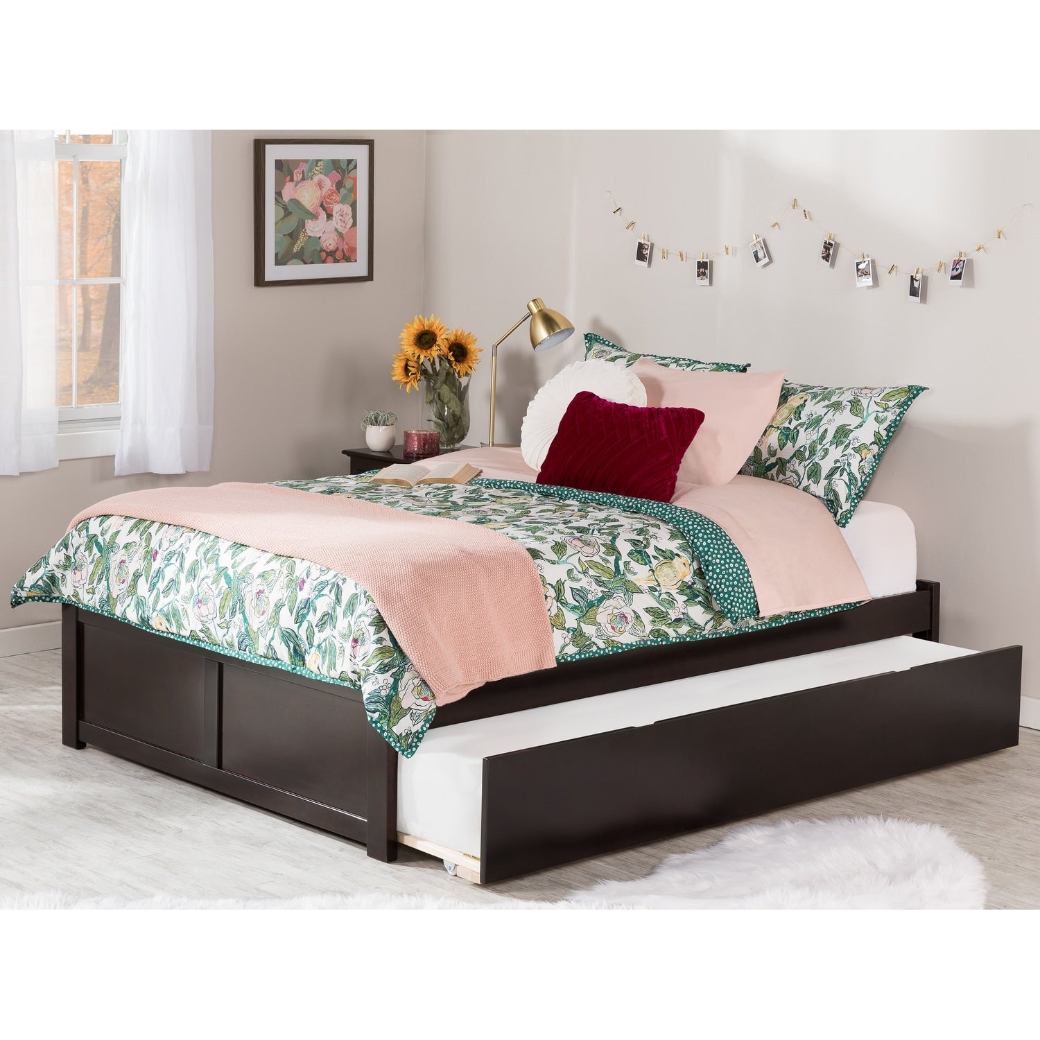 Concord Full Platform Bed With Flat Panel Foot Board And Full Size Urban Trundle Bed