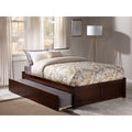 Concord Walnut Full Flat Panel Bed With Foot Board And Urban Trundle