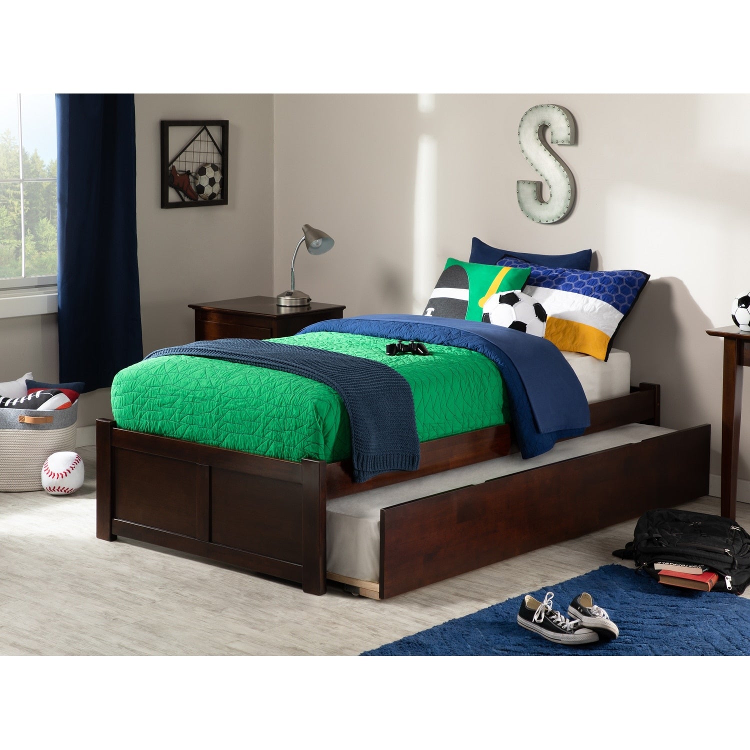 Concord Walnut Twin Bed With Urban Trundle
