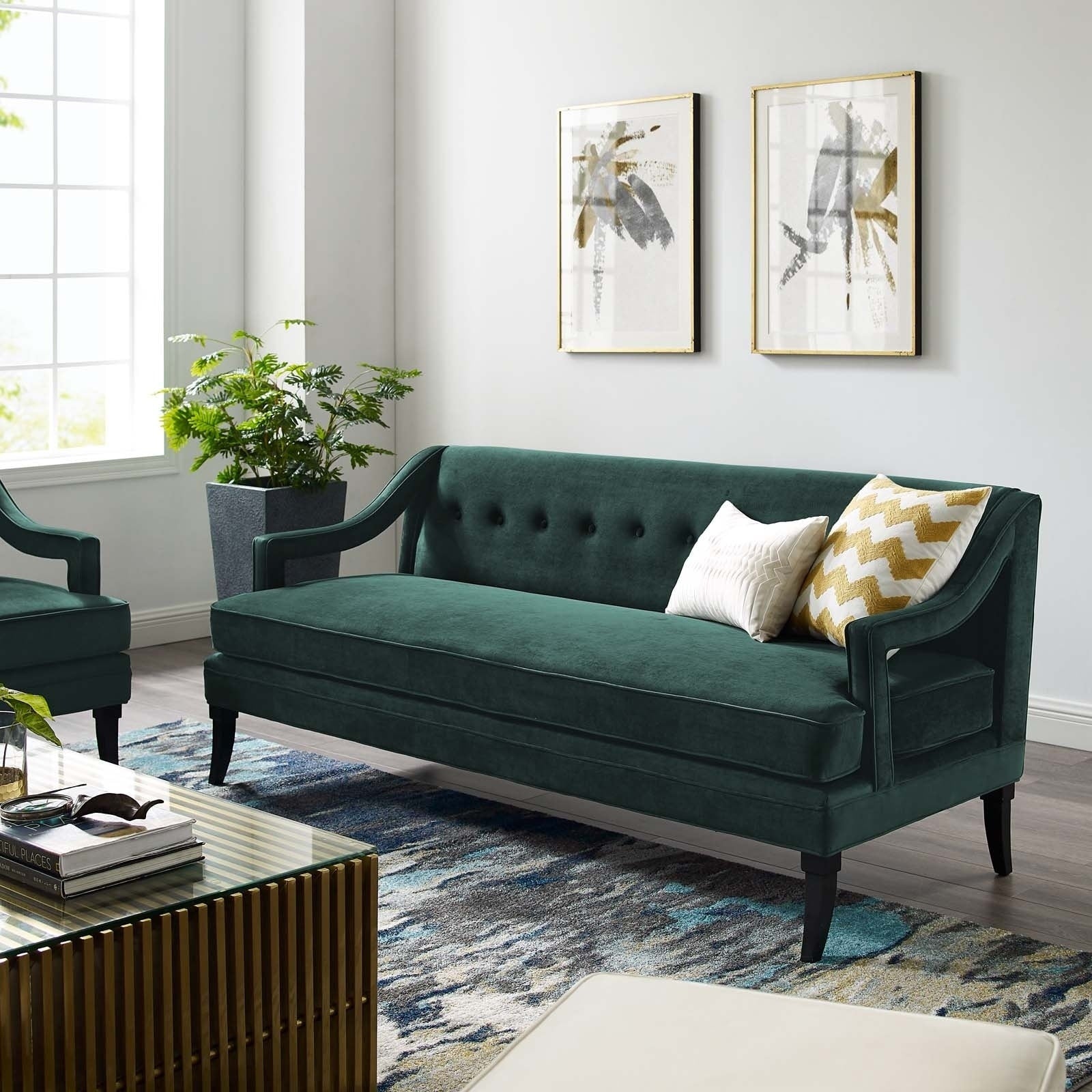 Concur Button Tufted Upholstered Velvet Sofa