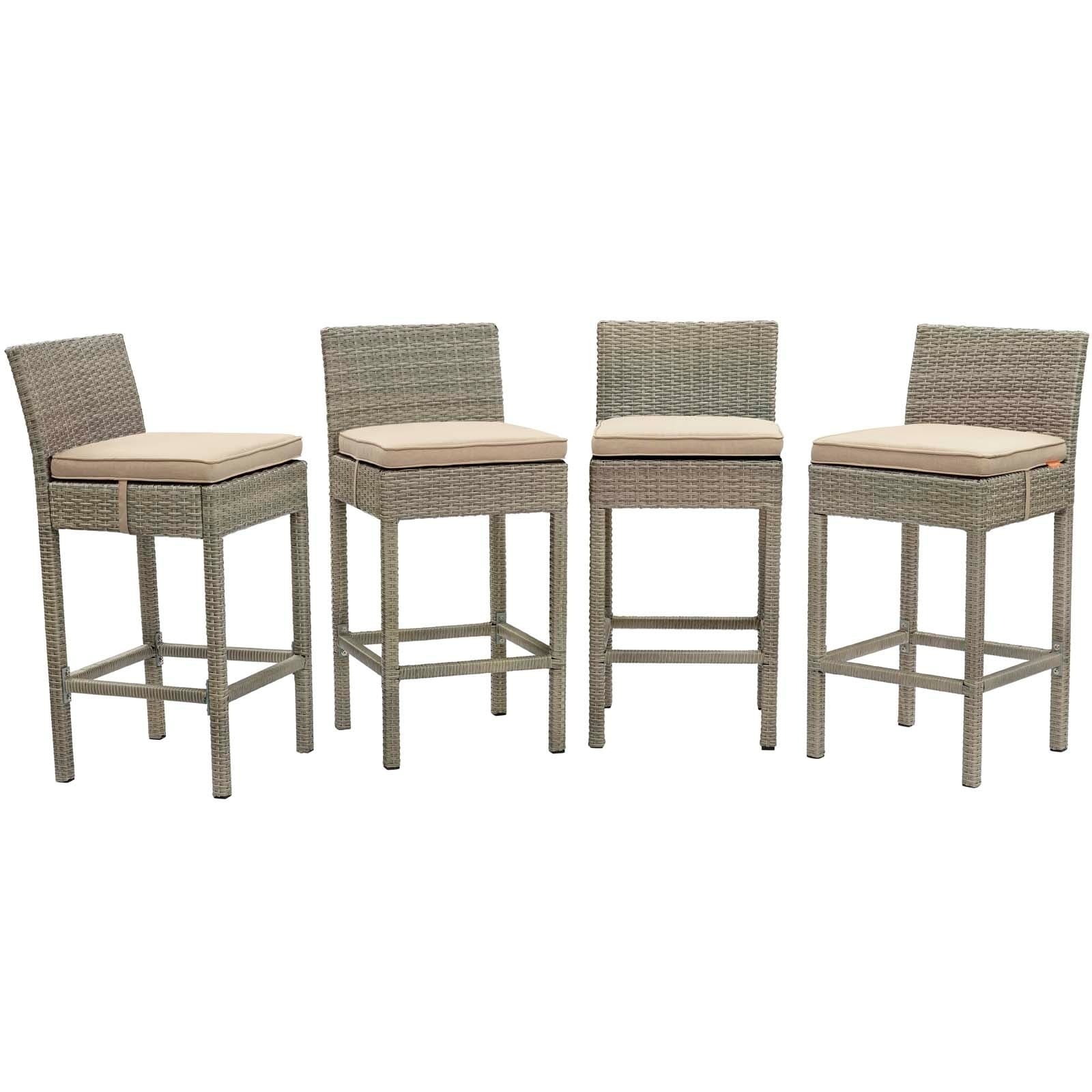 Conduit Bar Stool Outdoor Patio Wicker Rattan Set Of 4 N A