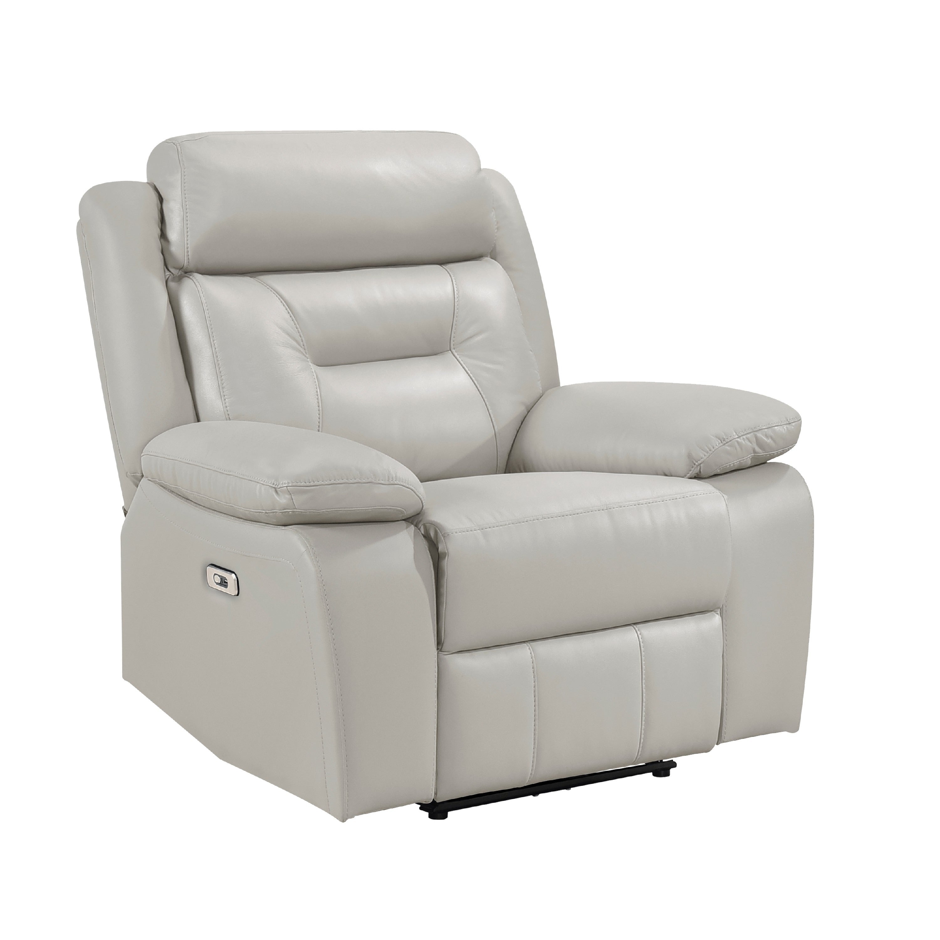 Conia Power Reclining Chair Light Gray Silver Leather Usb Port