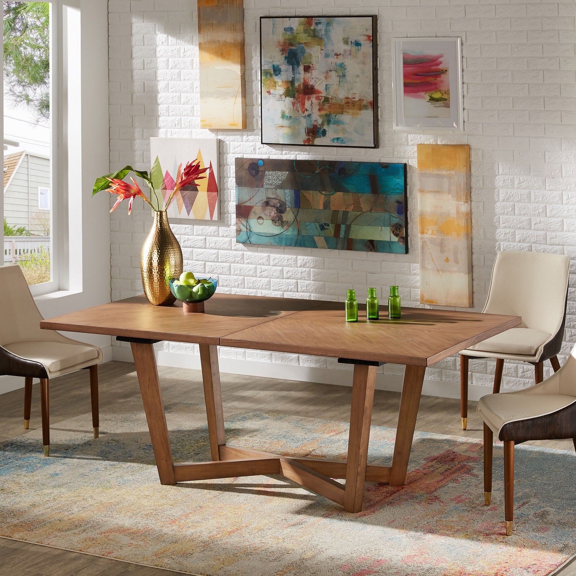 Connie Mid Century Extending Wood Dining Table By Inspire Q Modern Walnut