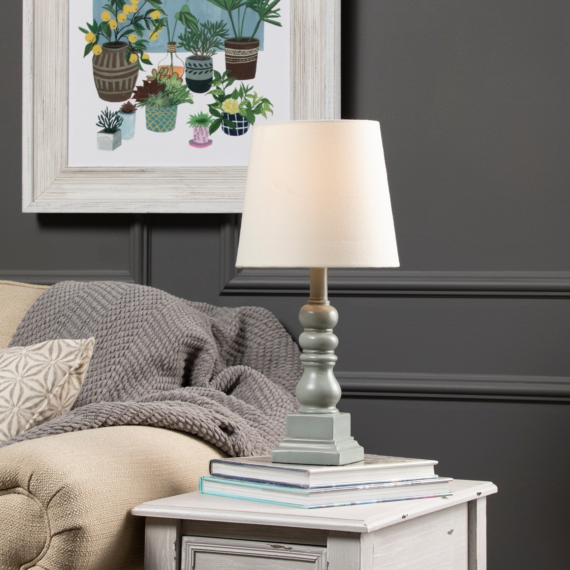 Conrad 18.5 Distressed Gray Resin Table Lamp