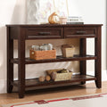 Console Sofa Table With 2 Storage Drawers And 2 Tiers Shelves Mid Century Style 42 Solid Wood Buffet Sideboard For Living Room