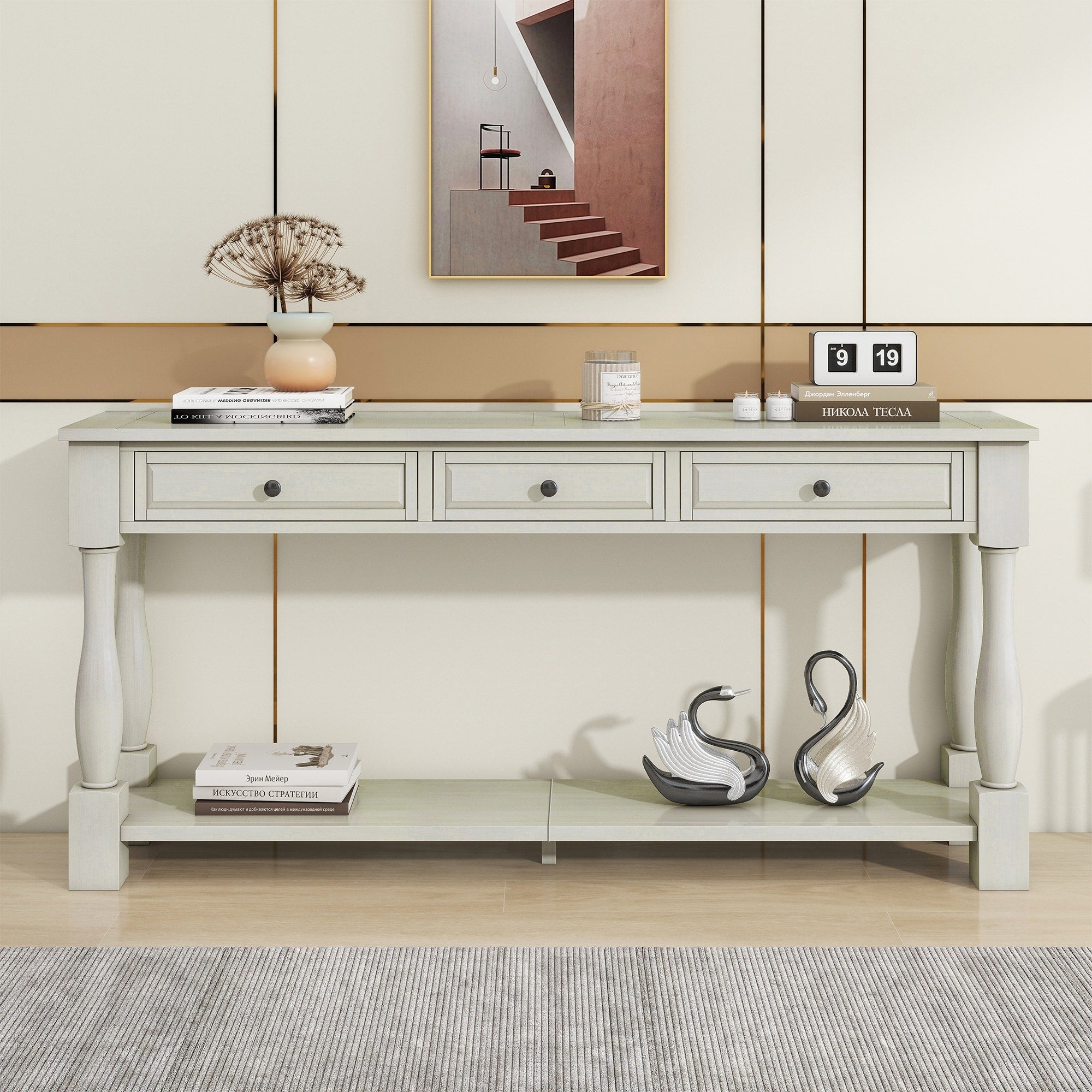 Console Table Entryway Table With Bottom Shelf Antique White Hallway Table Side Table Sofa Table With Drawers