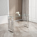 Console Table Stainless Steel Glass Meal Side Table Silvery Clear