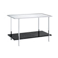 Console Table With Mirror Top And Faux Marble Open Bottom Shelf Silver