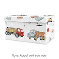 Construction Truck Collection Boy Kids Fabric Toy Bin Storage Grey Yellow Orange Red And Blue Transportation