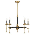 Consulate 5 Light Chandelier In Matte Black And Warm Brass