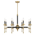 Consulate 8 Light Chandelier In Matte Black And Warm Brass