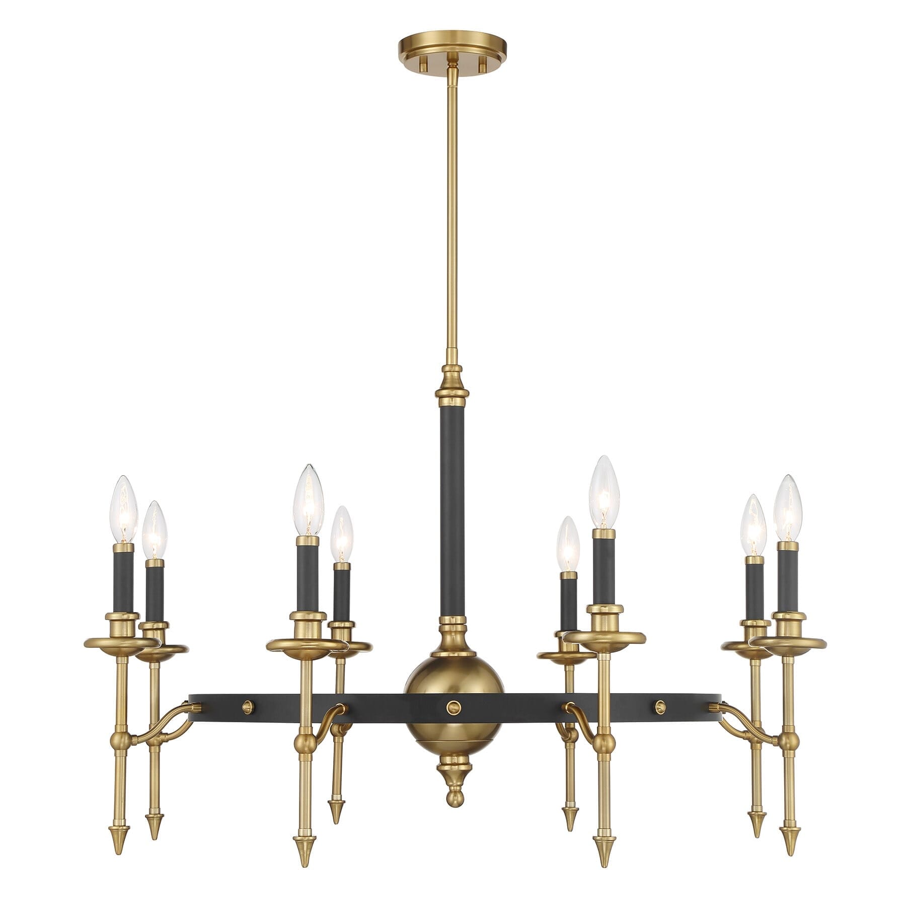 Consulate 8 Light Chandelier In Matte Black And Warm Brass