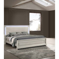 Contempoary Style 1Pc Bed Set Wooden Headboard Built In Led Lights Antique White Finish Bedroom Furniture