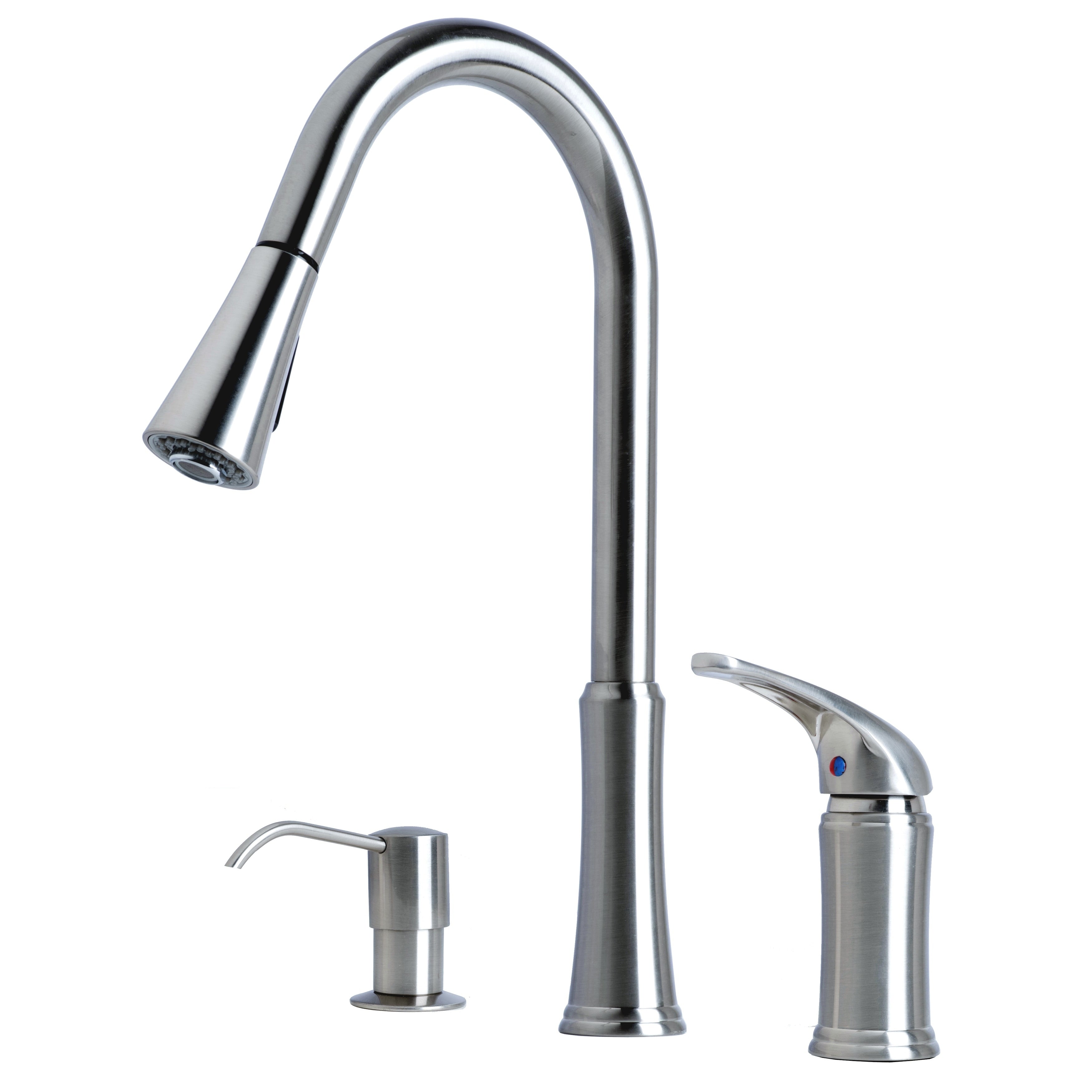 Laguna Brass Contemporary 16 Single Handle Pull Down Kitchen Faucet With Soap Dispenser