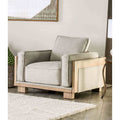 Contemporary 1Pc Light Brown Finish Wooden Chair Track Arms Loose Pillow Back
