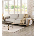 Contemporary 1Pc Sofa Wooden Legs Welt Trim Track Arm Brown Finish