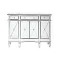 3 Drawer 4 Door Cabinet 48 In. X 14 In. X 36 In. Silver Clear