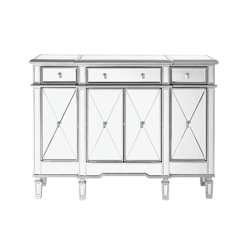 3 Drawer 4 Door Cabinet 48 In. X 14 In. X 36 In. Silver Clear