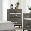 Contemporary 4 Drawer Chest With Metal Legs Acrylic Handles Gray Finish