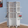 Contemporary 4 Panel Wooden Screen With Art Styled Shutter Design White