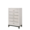Contemporary 5 Drawer Tall Chest In White Finish Wooden Bedroom Fit