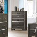 Contemporary 5 Drawer Chest Grey Wood Finish