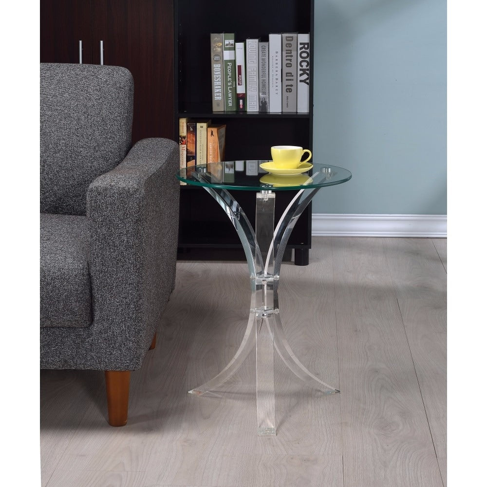 Contemporary Acrylic Accent Table With Glass Top Clear