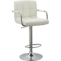 Contemporary Adjustable Swivel Arm Bar Stool With Cushion White