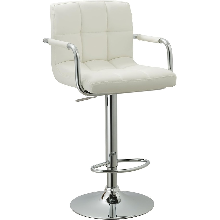 Contemporary Adjustable Swivel Arm Bar Stool With Cushion White