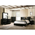 Contemporary Black Finish Led Bookcase Bedroom Set