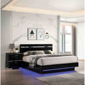 Contemporary Black High Gloss 3Pc Platform Bedroom Set Led