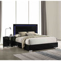 Contemporary Black High Gloss Finish Led Bedroom Set 3Pc