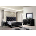Contemporary Black Mirrored 4 Piece Bedroom Furniture Set With Led Accents
